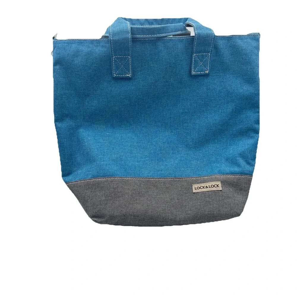 LocknLock Insulated Tote w/Handles  And Strap Cinch ClosureDenim Blue Cooler
